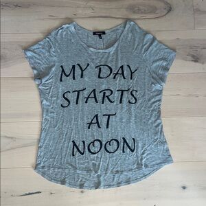 H&M Gray Slogan Tee - My Day Starts at Noon
